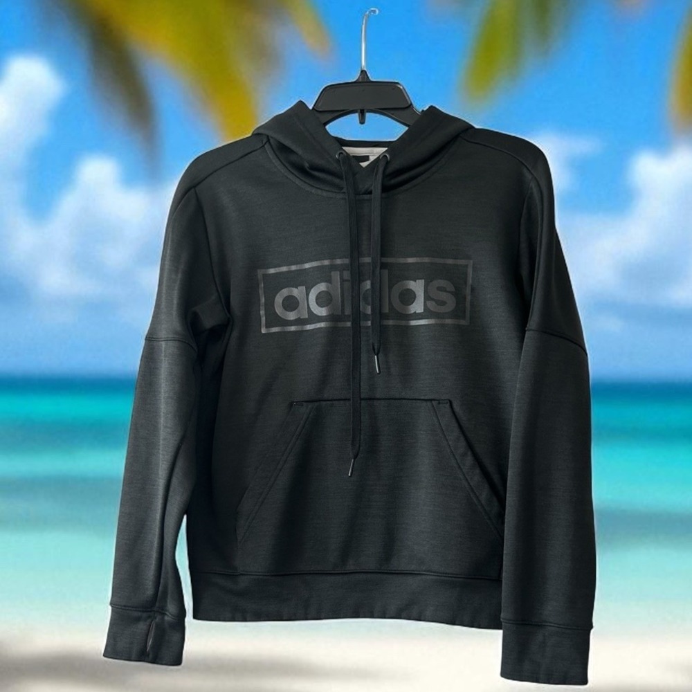 Adidas Metallic‎ Graphic Women's Hoodie Sweetshirt Black Logo Shirt Size Small S